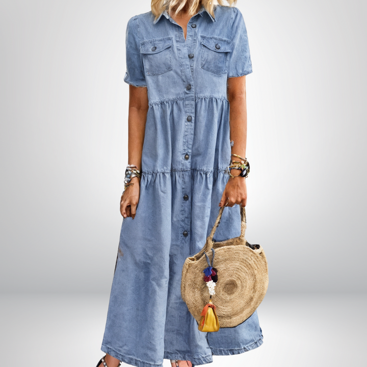 Robe en denim doux Sofia® avec boutons