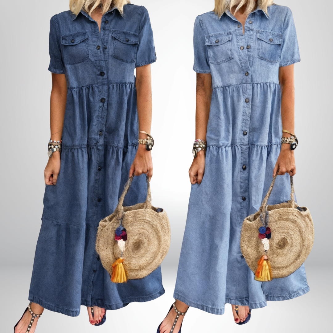 Robe en denim doux Sofia® avec boutons