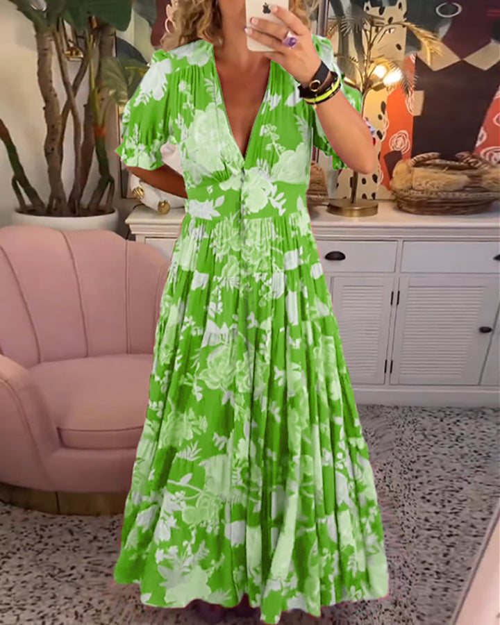 Robe à poches à col en V et imprimé floral Catrisa™