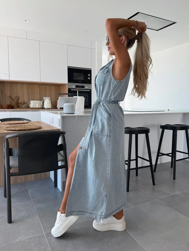 Isabelle | Robe Maxi en Denim