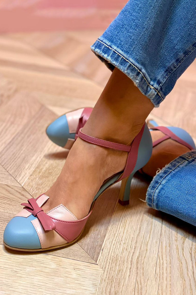 Bellarosa | Sandales colorées avec nœud et bride, bout rond