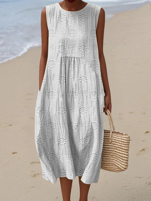 Robe Mi-longue Brodée Rose™