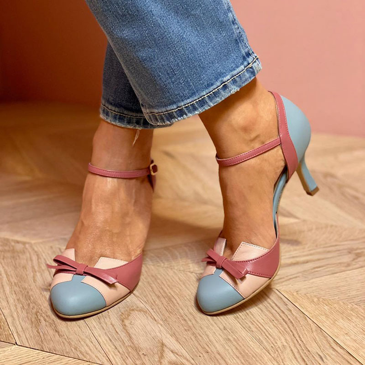 Bellarosa | Sandales colorées avec nœud et bride, bout rond