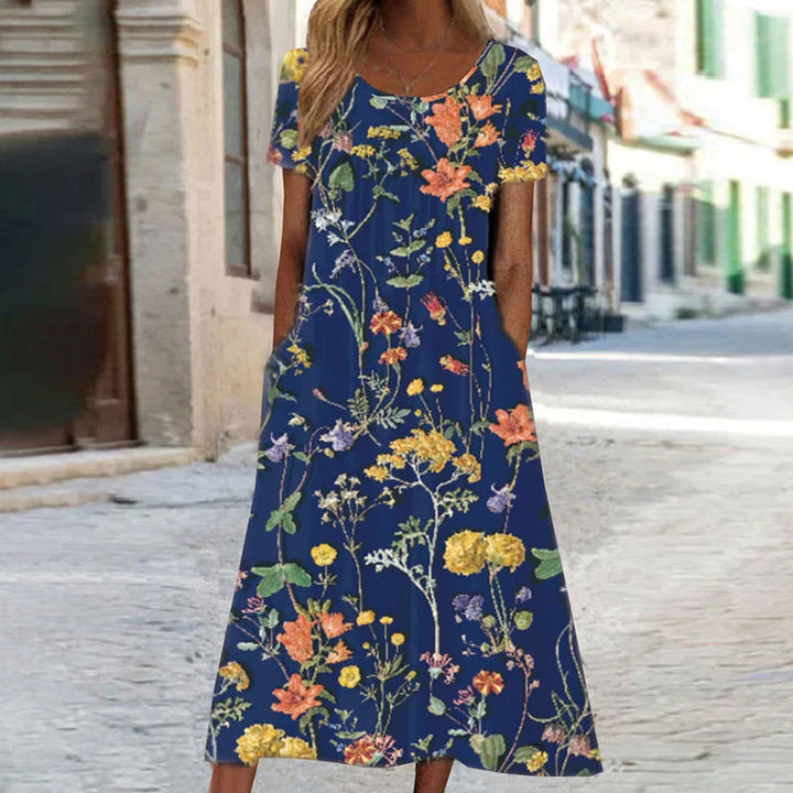 Robe maxi bohème florale élégante Lila avec couverture du ventre