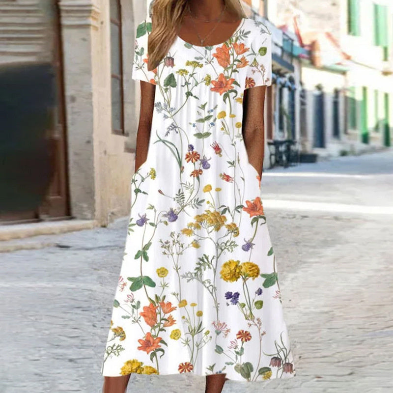 Robe maxi bohème florale élégante Lila avec couverture du ventre