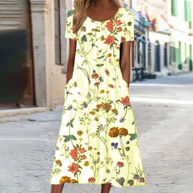 Robe maxi bohème florale élégante Lila avec couverture du ventre