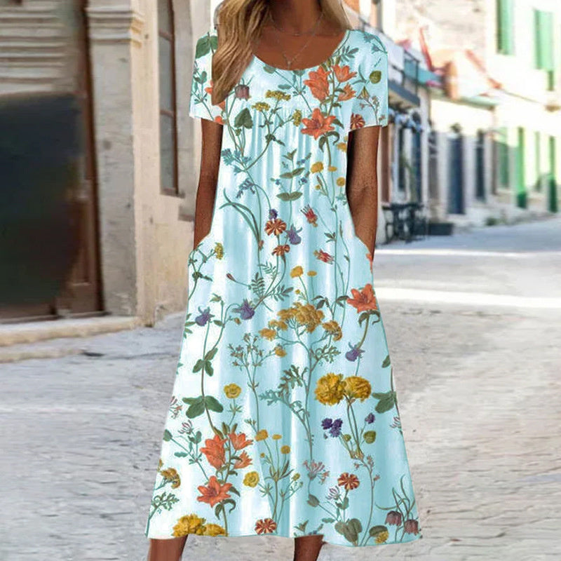 Robe maxi bohème florale élégante Lila avec couverture du ventre