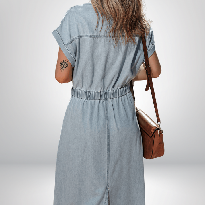 Sofia® | Robe en denim élégante avec manches courtes en forme de chauve-souris