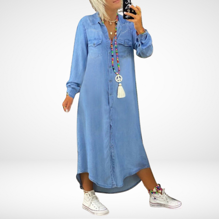 Sofia™ | Robe longue maximale en denim