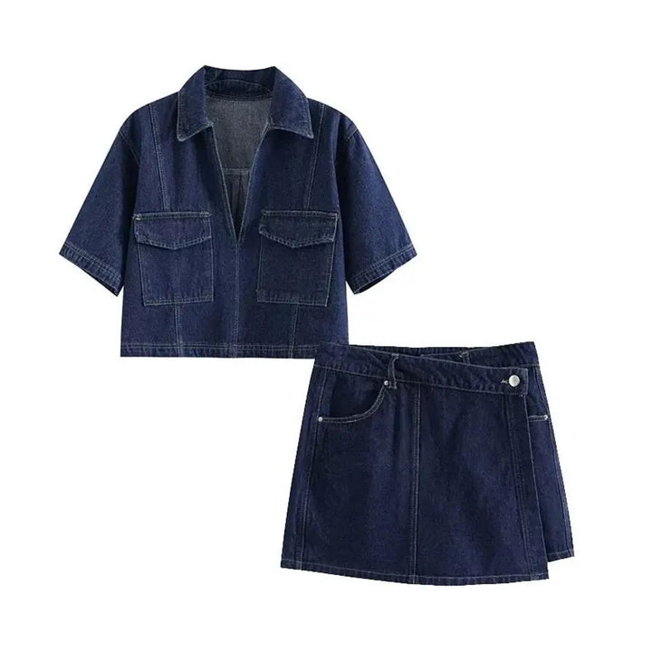 Ensemble en denim à col en V Sofia®