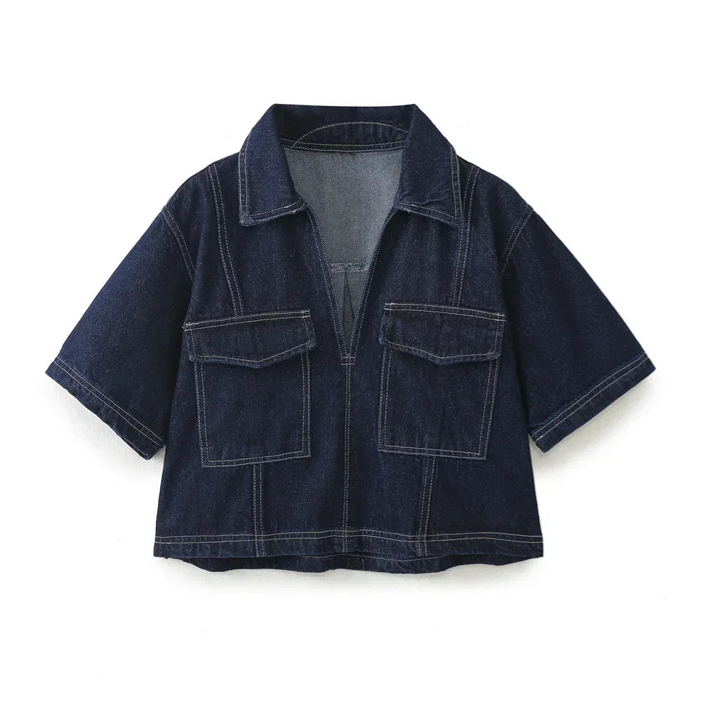 Ensemble en denim à col en V Sofia®