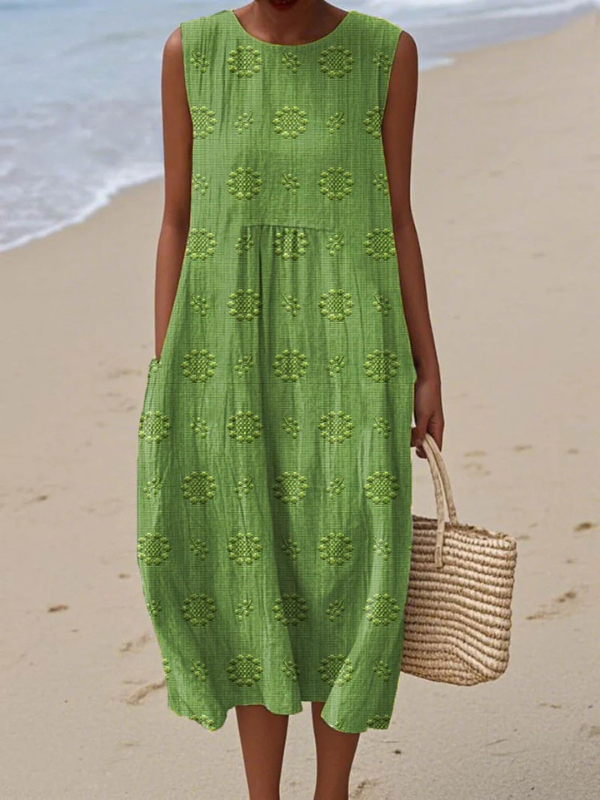 Robe Mi-longue Brodée Rose™