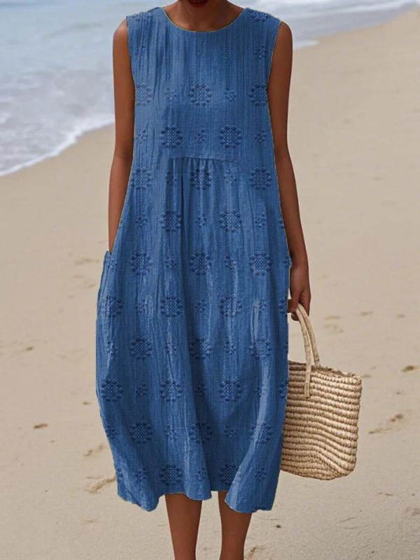 Robe Mi-longue Brodée Rose™