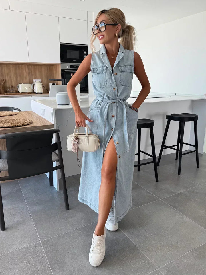 Isabelle | Robe Maxi en Denim