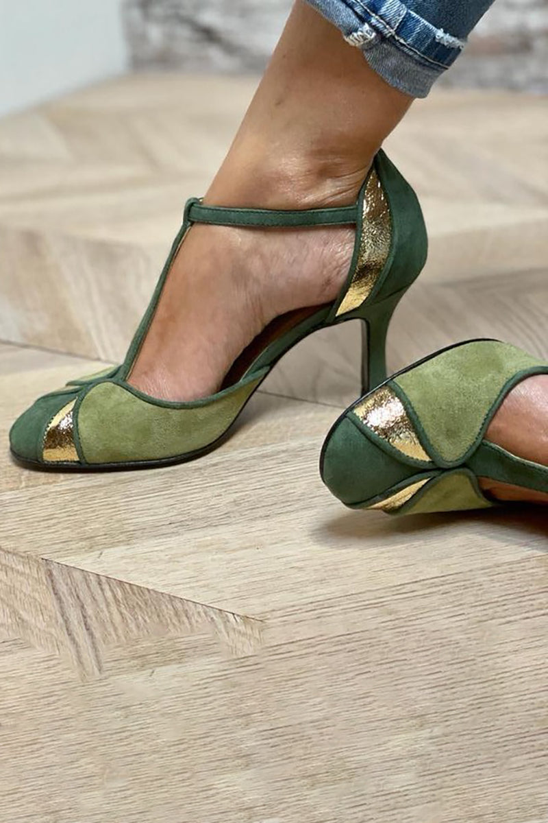 Taviana | Escarpins en patchwork avec brides en T et orteils fermés