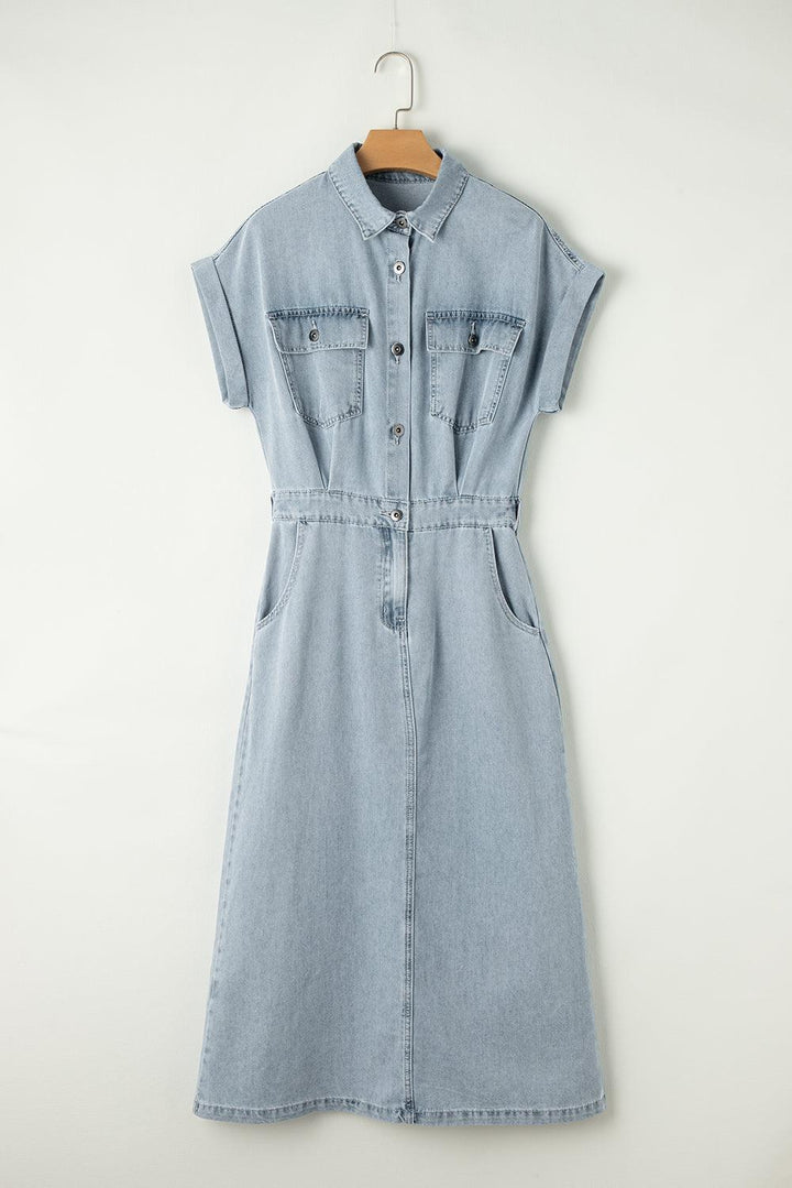 Sofia® | Robe en denim élégante avec manches courtes en forme de chauve-souris