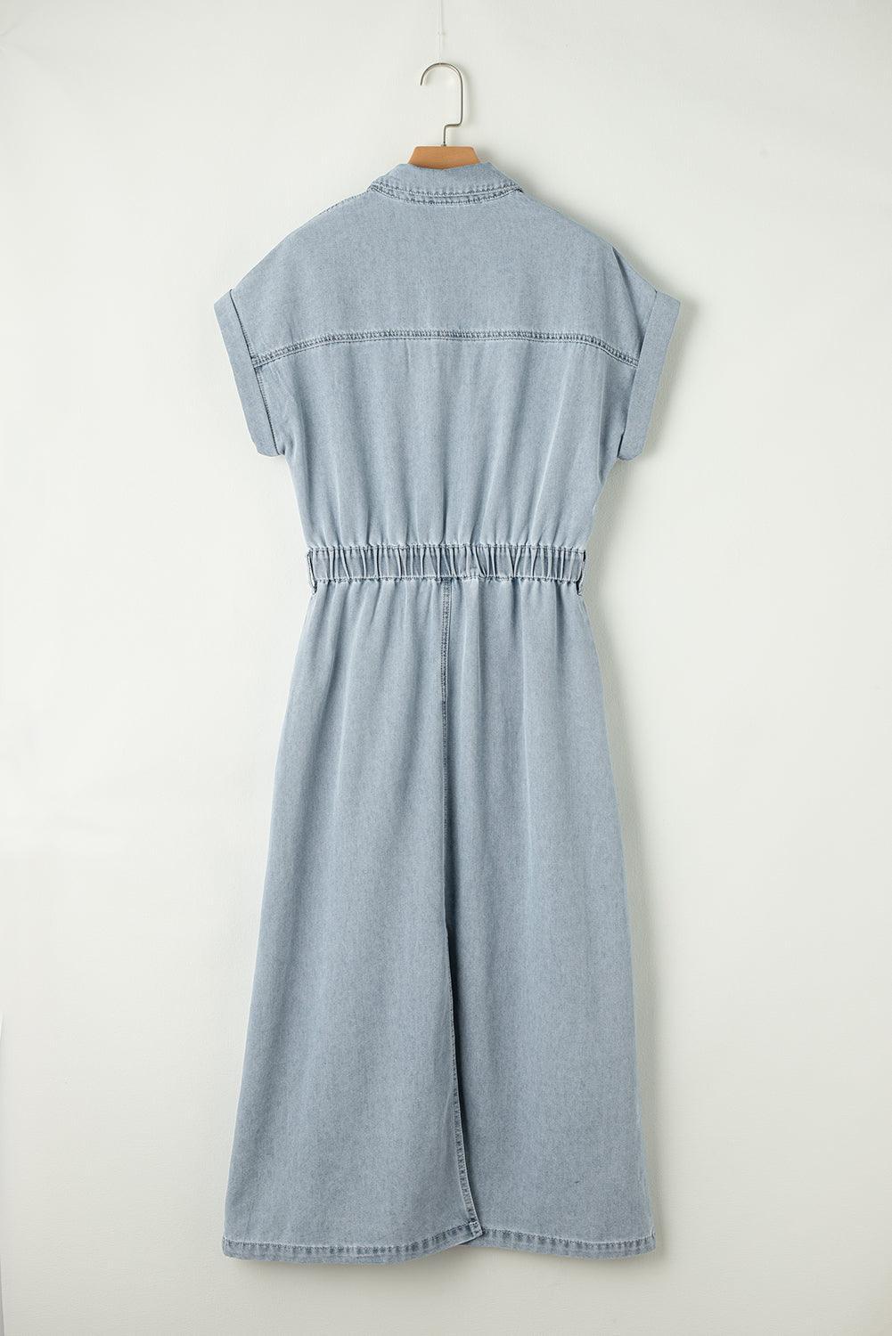 Sofia® | Robe en denim élégante avec manches courtes en forme de chauve-souris