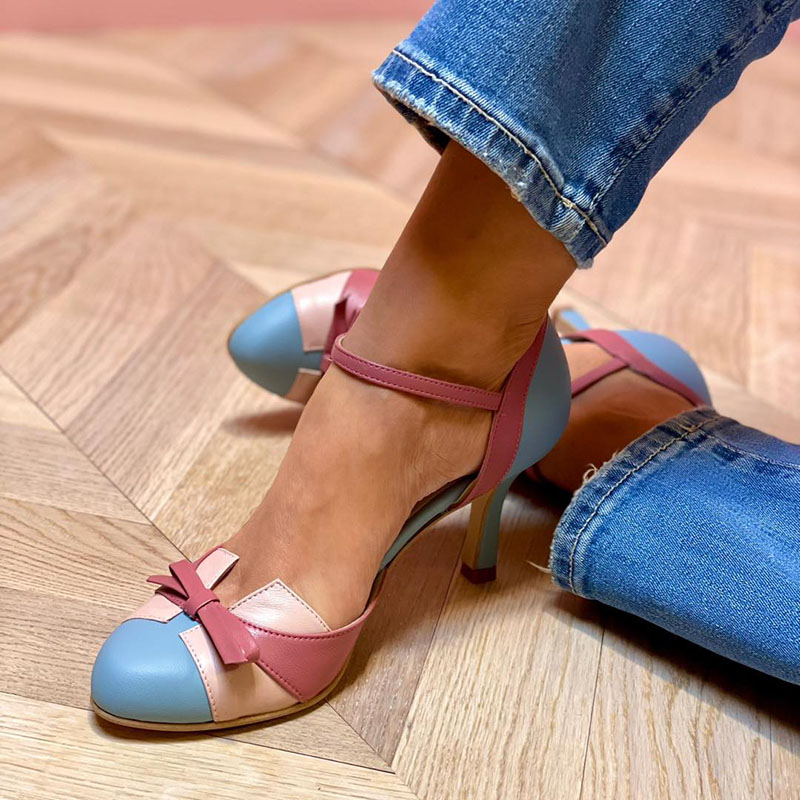 Bellarosa | Sandales colorées avec nœud et bride, bout rond