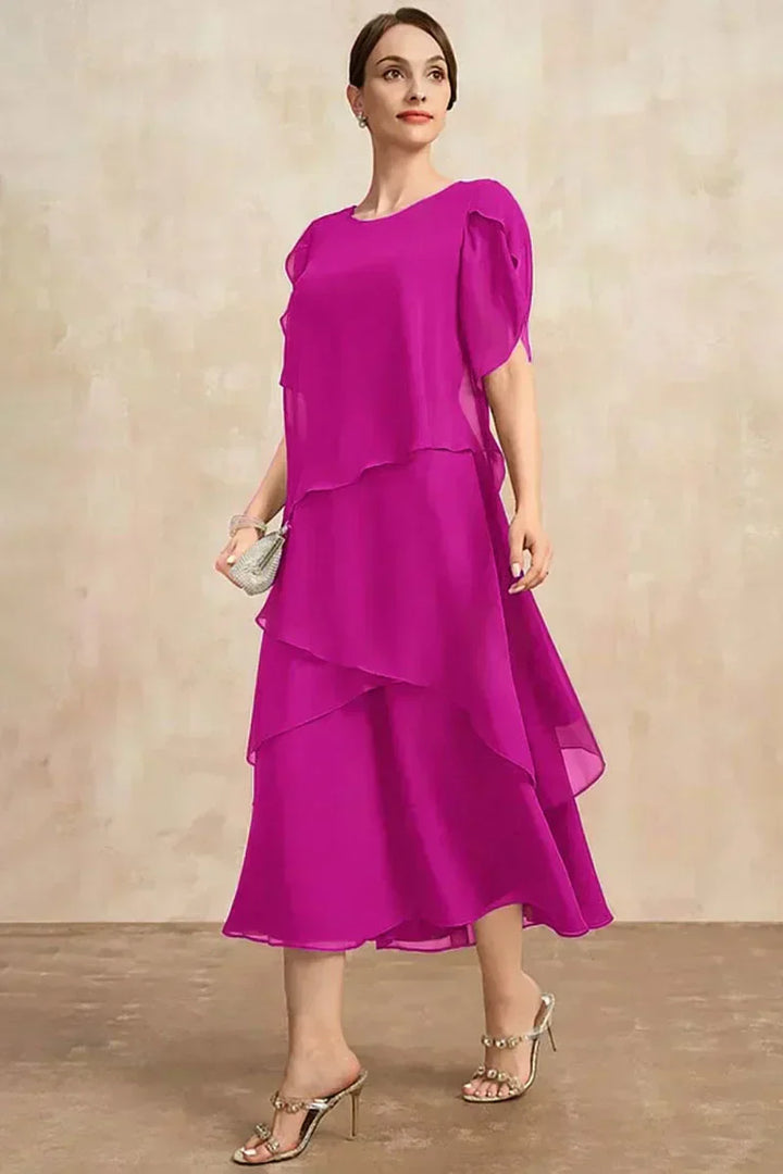 Beau – Robe midi élégante pour occasion en couches