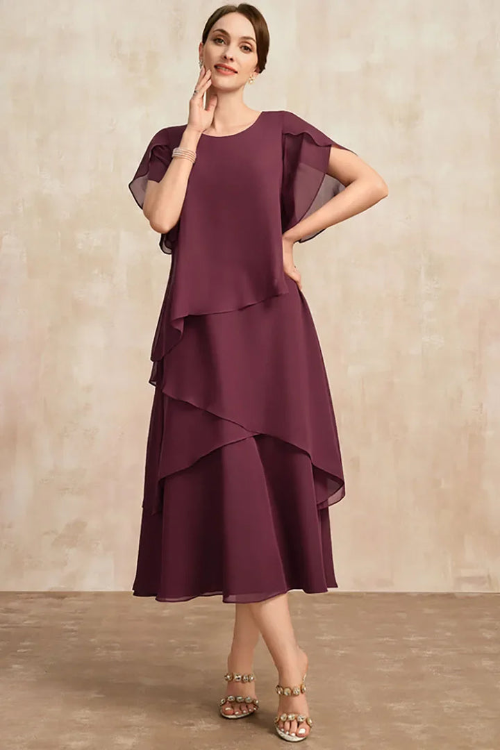 Beau – Robe midi élégante pour occasion en couches