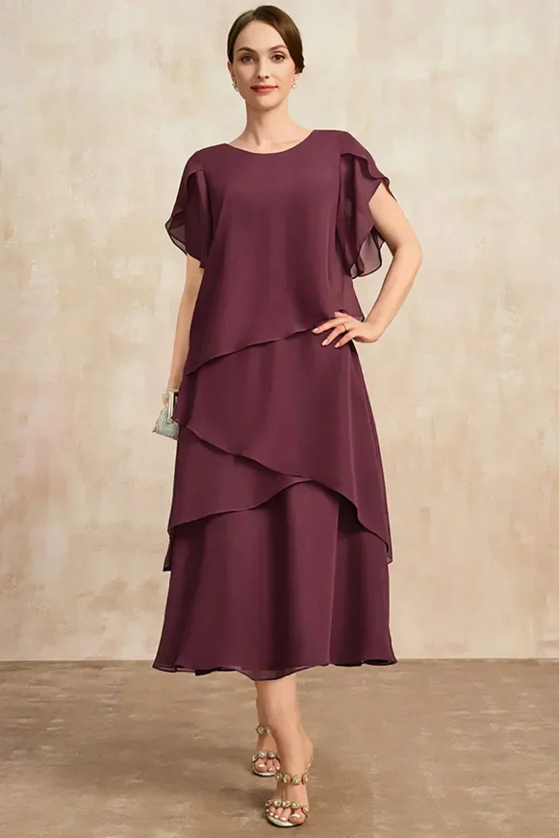 Beau – Robe midi élégante pour occasion en couches