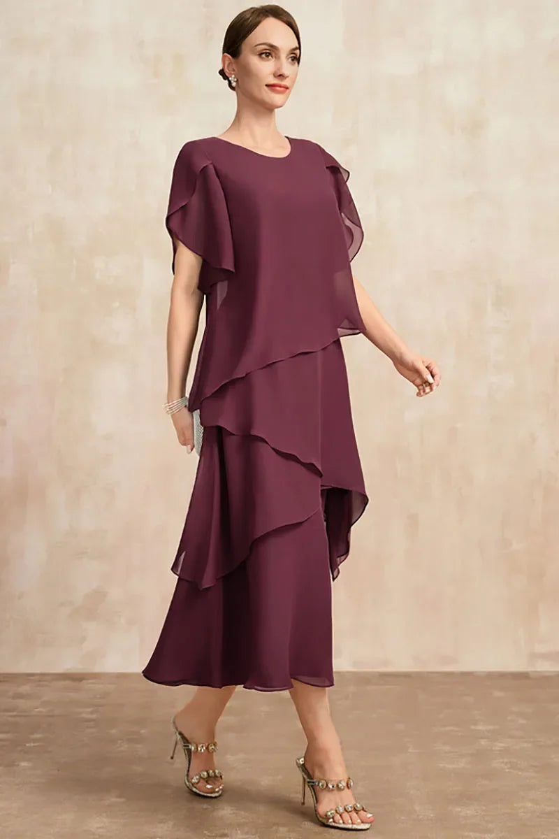 Beau – Robe midi élégante pour occasion en couches