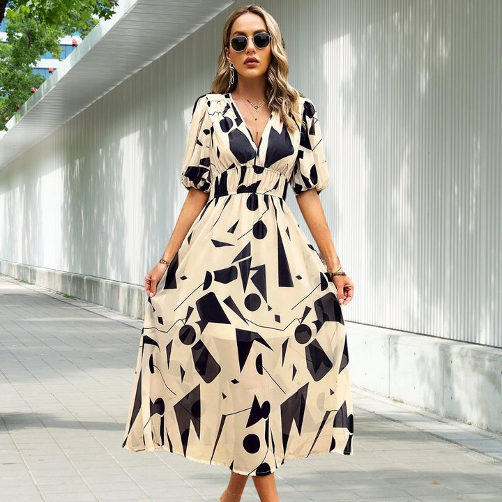 LILY | Robe Midi Intemporelle à Manches Bouffantes