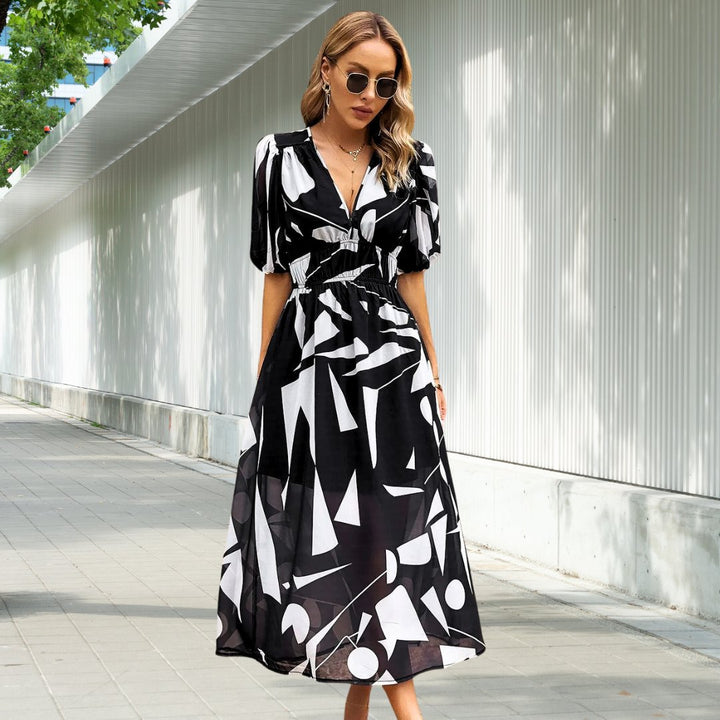 LILY | Robe Midi Intemporelle à Manches Bouffantes